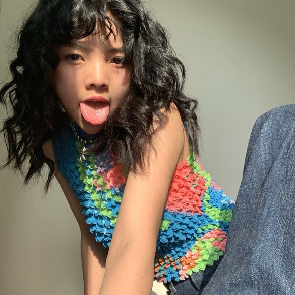 Color print Pineapple three-dimensional folds designer brand top - Picture 12 of 13